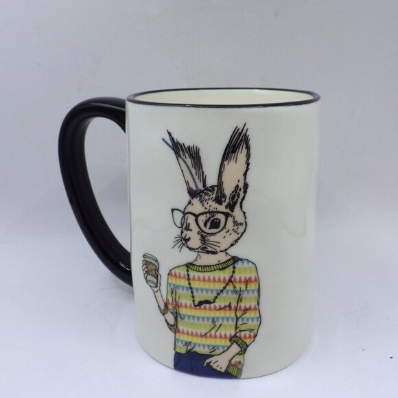 COPY - Signature Coffee Mug/ Anthropomorphic Rabbit & Glasses/Cell Phone - Picture 1 of 6